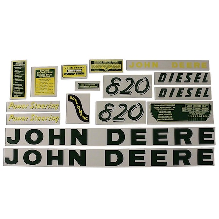 Aftermarket DEC030 Fits JD 820 Diesel: Mylar Decal Set Fits John Deere DEC030-STR